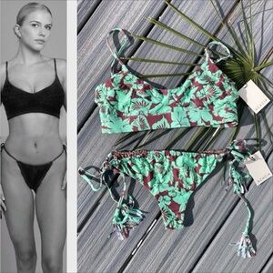 NWT ACACIA Set - Paisley Bikini Top & Taylor Cheeky Side Tie Bottoms in Piha - L